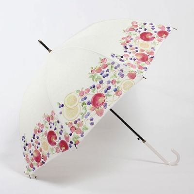 [SALE]LINEDROPSの雨傘 キャンバスアンブレラ【フルーツ・オフホワイト】