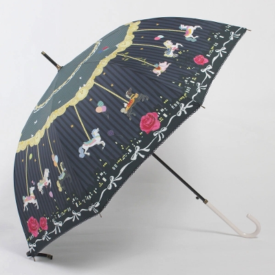 [SALE]LINEDROPSの雨傘 キャンバスアンブレラ【メリーゴーランド】