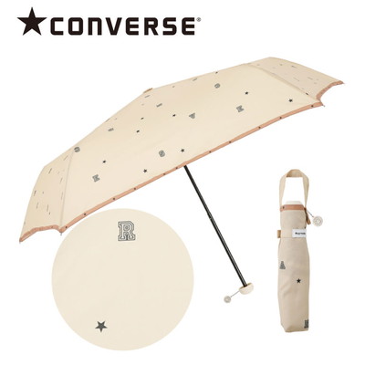 CONVERSEの雨晴兼用折りたたみ雨傘【ランダムロゴ】