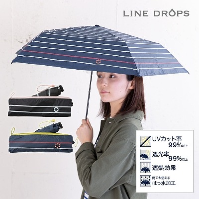 【送料込】R.O.U×LINEDROPSの晴雨兼用折りたたみ傘【マリンな休日】