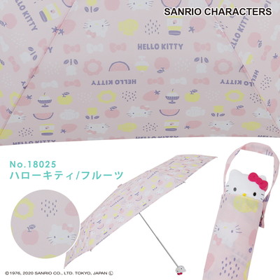 Sanrioの雨晴兼用折りたたみ雨傘 ハローキティ 桜 アンブレラフェイス Line Drops Sanrioの雨晴兼用折りたたみ雨傘 ハローキティ 桜 アンブレラフェイス Line Drops