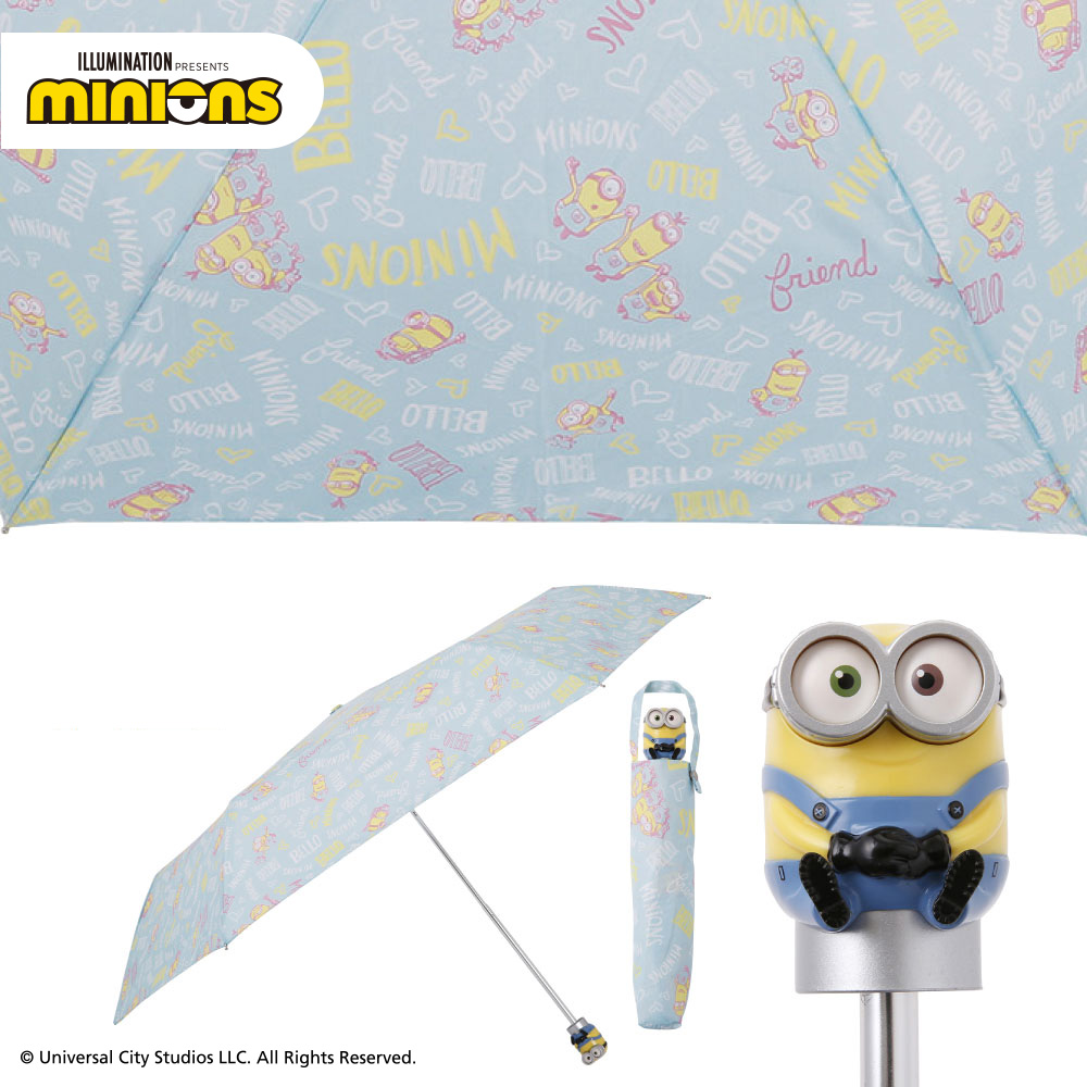 [期間限定SALE]MINIONの雨晴兼用折りたたみ雨傘【ミニオン/おはなし（アンブレラフェイス）】