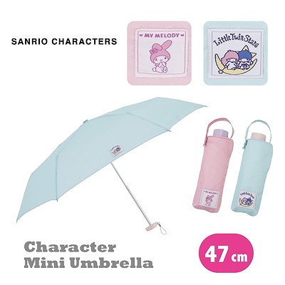 SANRIOの3段折りたたみ雨傘【マイメロディ/リトルツインスターズ（47cm）】