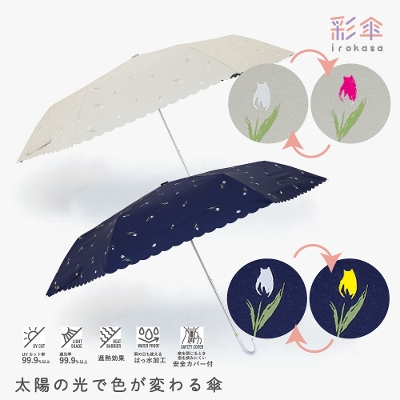 晴雨兼用折りたたみ日傘【彩傘（いろかさ）/チューリップ】