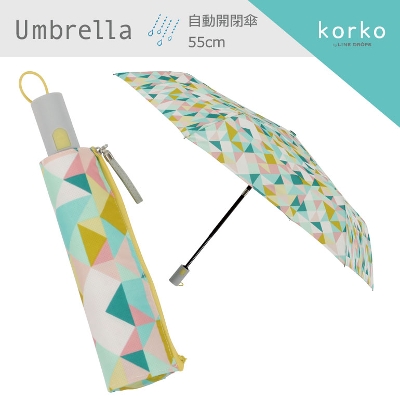 Korko コルコ の自動開閉折りたたみ雨傘 サンカク Line Drops Korko コルコ の自動開閉折りたたみ雨傘 サンカク Line Drops