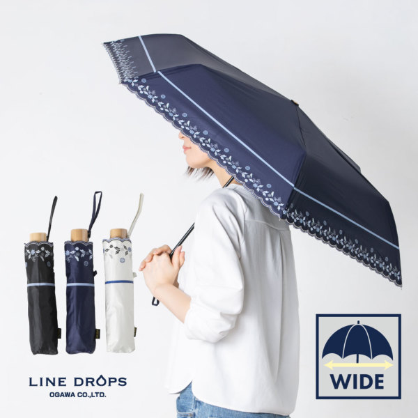 LINEDROPSの晴雨兼用折りたたみ日傘【花バード/3カラー】