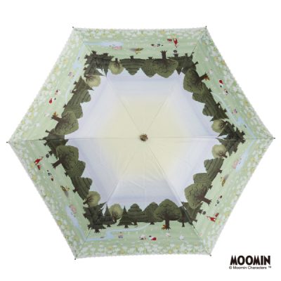 【LINEDROPS】【MOOMIN】キャンバスパラソル 折りたたみ 50cm ムーミン/花とのんびり