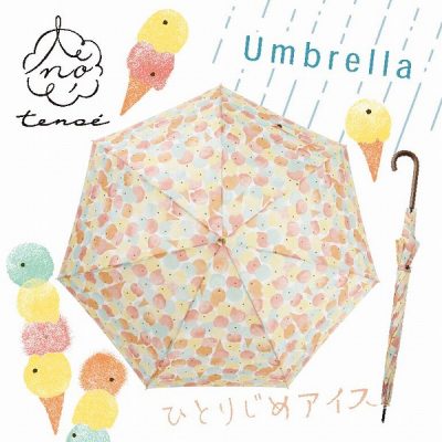 【tenoe（テノエ） CASUAL】レディース 雨晴兼用ジャンプ長傘 60cm ひとりじめアイス