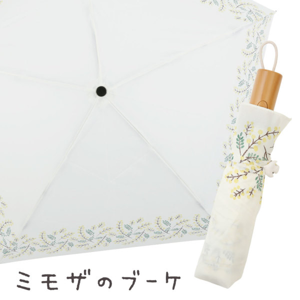 tenoe（テノエ） NATURALの雨晴兼用自動開閉雨傘【ミモザのブーケ】