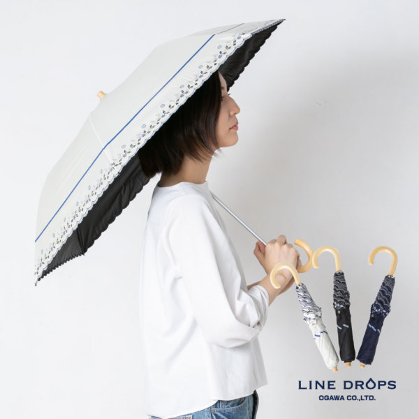 LINEDROPSの晴雨兼用2段ミニ折りたたみ日傘【花バード/3カラー】